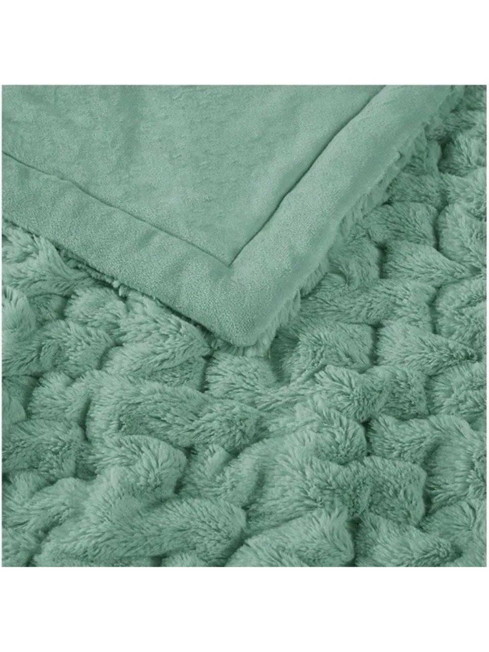 Madison Park Ruched Faux Fur Throw Blanket Teal 50x60 Polyester OEKO-TEX